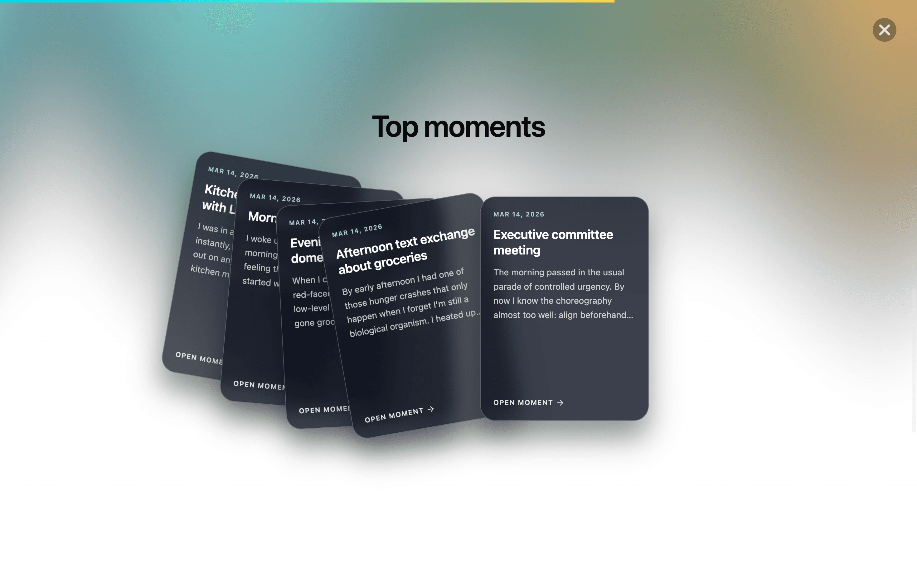 DeepJournal summary page showing the bigger picture across many entries.